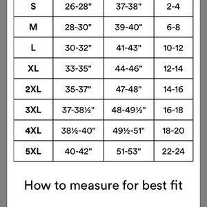 Icon Undies Sizing Chart